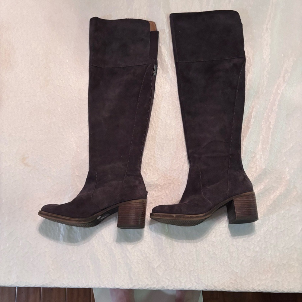 Lucky Brand Rayla Gray Suede Over the Knee Boots | Block Heel, Boho Chic, 9 - Picture 2 of 12